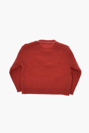 Mixed Cashmere Crewneck Sweater with Embroidered Logo