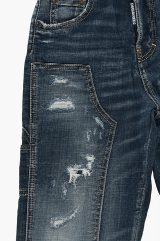 Cargo-Jeans aus Distressed-Denim 18cm