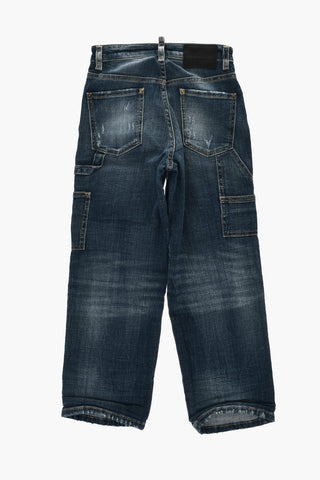 Cargo-Jeans aus Distressed-Denim 18cm