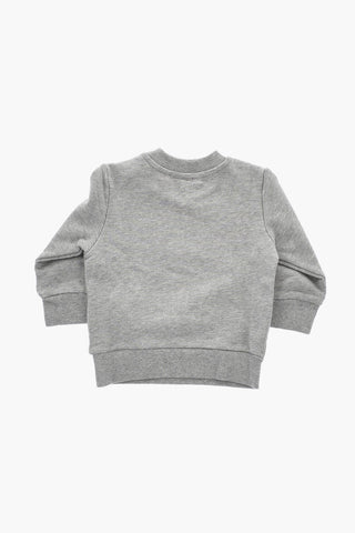 Crew Neck Cotton Fleece Sweatshirt With Embroidered Logo