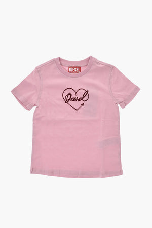 T-Shirt Mit Rundhalsausschnitt Aus Baumwolle Mit Flockiertem Logo