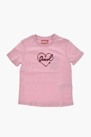 T-Shirt Mit Rundhalsausschnitt Aus Baumwolle Mit Flockiertem Logo