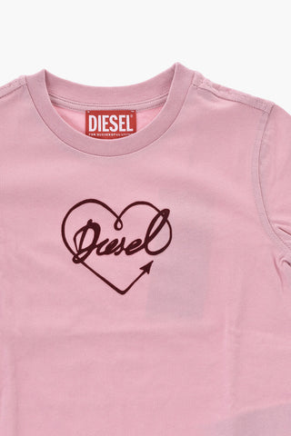T-Shirt Mit Rundhalsausschnitt Aus Baumwolle Mit Flockiertem Logo