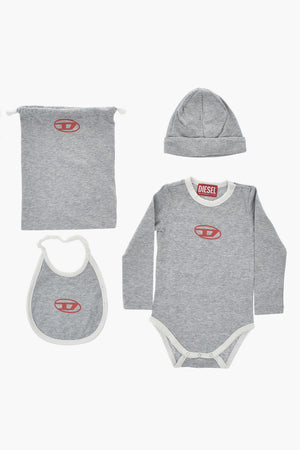 Bodysuit, Bib and Hat Set with Printed Logo