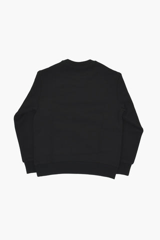 Felpa Girocollo in Cotone Garzato con Logo Frontale