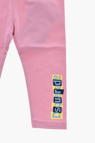 Stretch-Baumwoll-Leggings mit Logo-Print