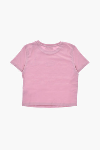 Crewneck T-Shirt aus Baumwolle mit Strass-Logo