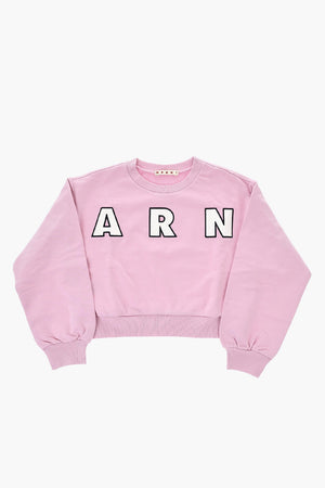 Brushed Cotton Crewneck Sweatshirt With Contrast Logo