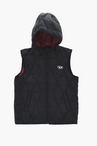 Quilted Gilet With Hood And Front Zip