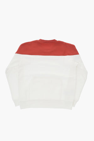 Bicolor Cotton Crewneck Sweatshirt with Printed Logo