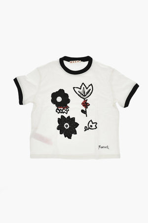 Crewneck T-Shirt GARDEN with Print and Sequins