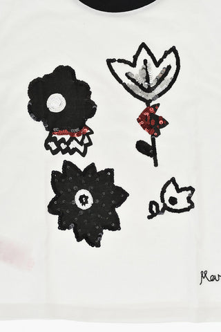 Rundhals-T-Shirt GARDEN mit Print und Pailletten
