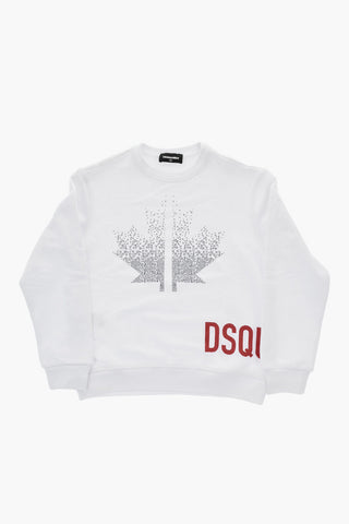 Cotton Crewneck Sweatshirt with Faded Monogram