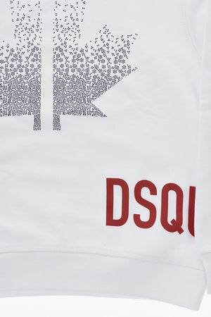 Cotton Crewneck Sweatshirt with Faded Monogram