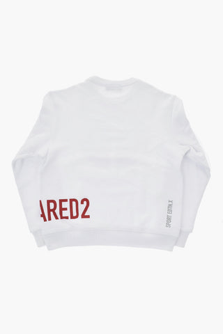 Cotton Crewneck Sweatshirt with Faded Monogram