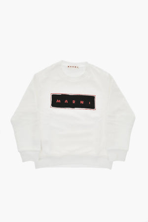 Cotton Crewneck Sweatshirt with Printed Logo