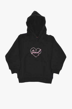 Hoodie aus angerauter Baumwolle mit flockiertem Logo