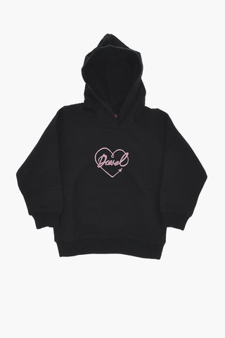 Hoodie aus angerauter Baumwolle mit flockiertem Logo