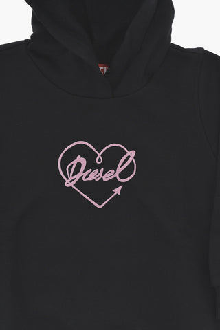 Hoodie aus angerauter Baumwolle mit flockiertem Logo