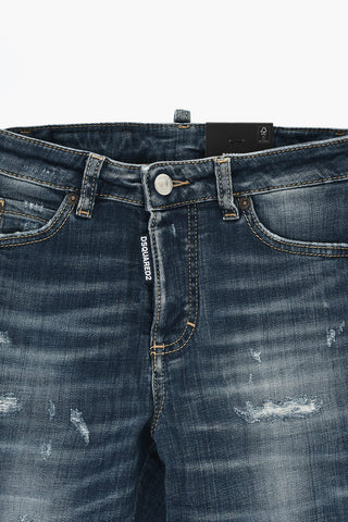 Jeans 5 Tasche Boston Fit con Strappi 14cm
