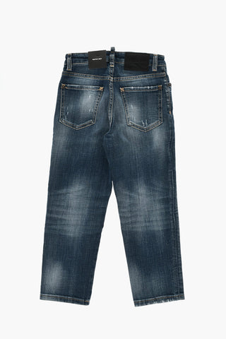 Jeans 5 Tasche Boston Fit con Strappi 14cm