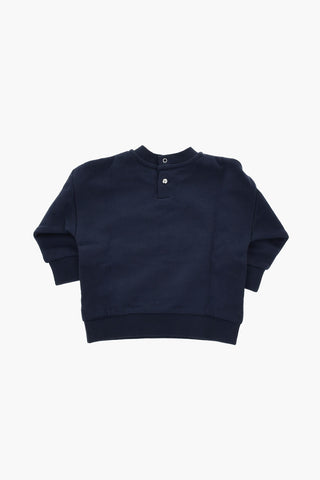 Brushed Cotton Crewneck Sweatshirt with Lamè Logo