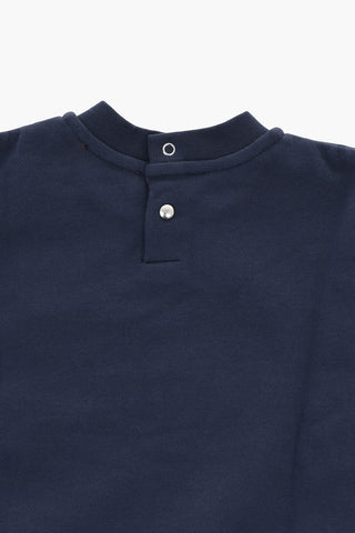 Brushed Cotton Crewneck Sweatshirt with Lamè Logo