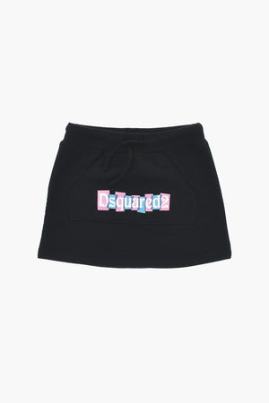 Jersey Skirt With Drawstring And Printed Logo