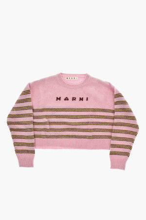 Wool-Blend Crewneck Sweater with Striped Pattern