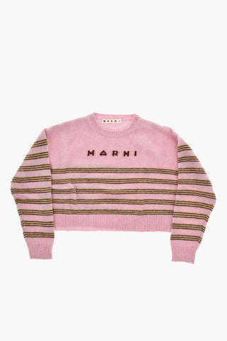 Wool-Blend Crewneck Sweater with Striped Pattern
