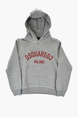 Felpa Hoodie in Cotone Garzato con Logo Frontale