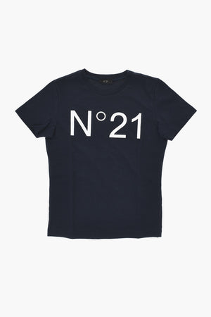 Cotton Crewneck T-Shirt with Printed Logo