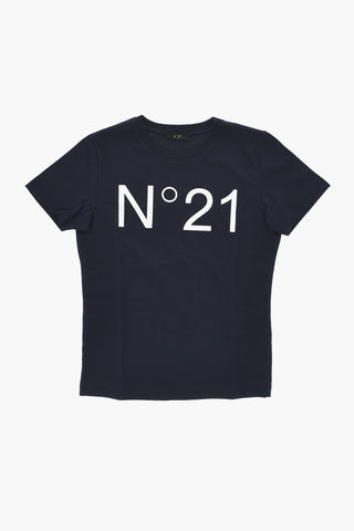 Cotton Crewneck T-Shirt with Printed Logo