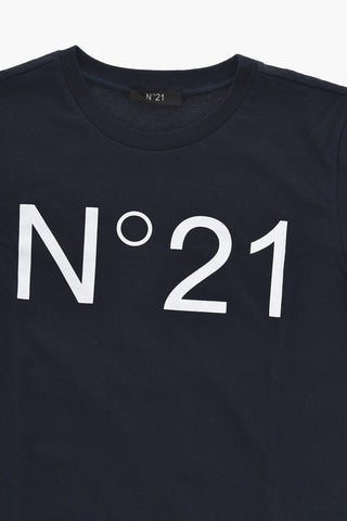 Cotton Crewneck T-Shirt with Printed Logo