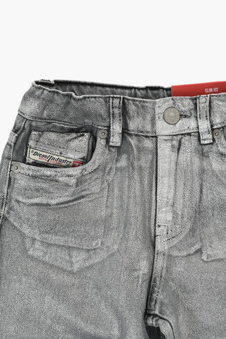 Lamé-Coated Cotton 5-Pocket Trousers