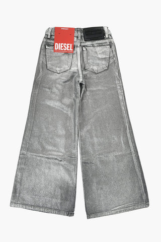 Lamé-Coated Cotton 5-Pocket Trousers