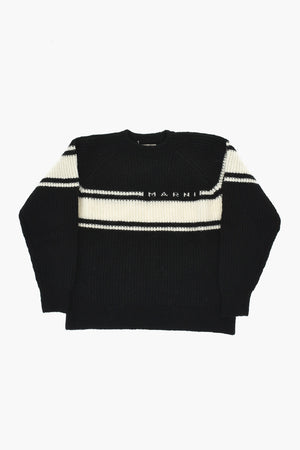 Wool-Blend Crewneck Pullover with Contrast Band