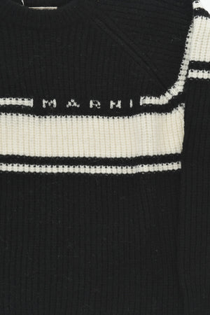 Wool-Blend Crewneck Pullover with Contrast Band