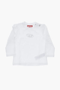 Rundhals-T-Shirt Aus Stretch-Baumwolle Mit Lamé-Logo