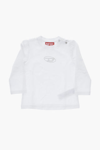 Rundhals-T-Shirt Aus Stretch-Baumwolle Mit Lamé-Logo