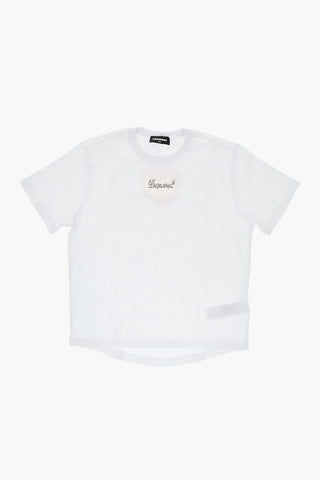Rundhals-T-Shirt Aus Baumwolle Mit Transparentem Detail
