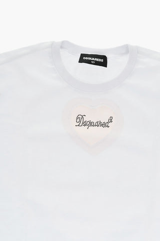Cotton Crewneck T-Shirt With See-Through Detail