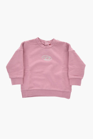 Felpa Girocollo in Cotone Garzato con Logo Lamè