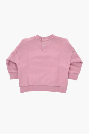 Brushed Cotton Crewneck Sweatshirt with Lamè Logo