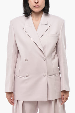 Stretch Virgin Wool Oversized Double-Breasted Blazer