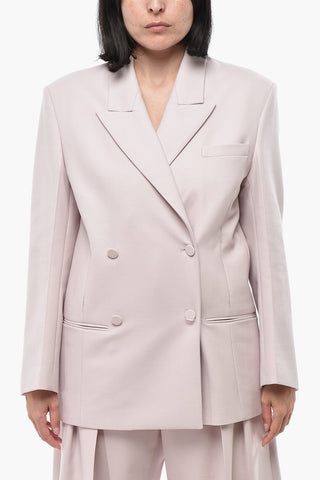 Stretch Virgin Wool Oversized Double-Breasted Blazer