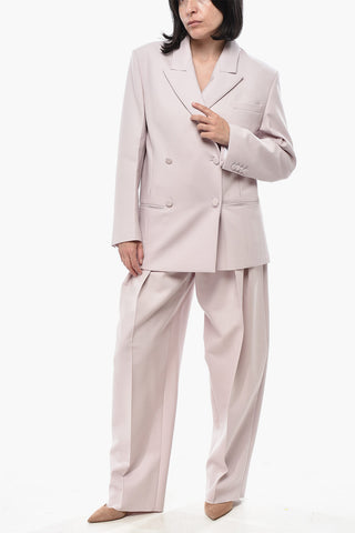 Stretch Virgin Wool Oversized Double-Breasted Blazer