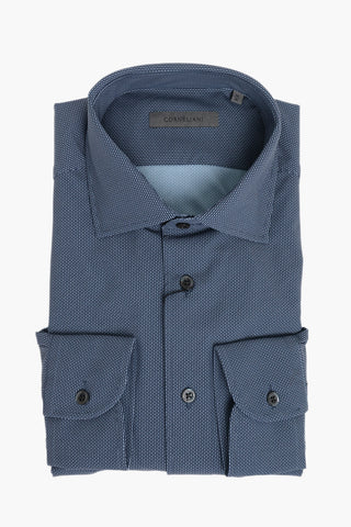 Wrinkle-Free Patterned Shirt with French Collar