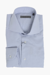 Camicia in Popeline di Cotone a Quadretti con Collo Francese