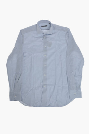 Camicia in Cotone a Motivo Honeycomb con Collo Francese